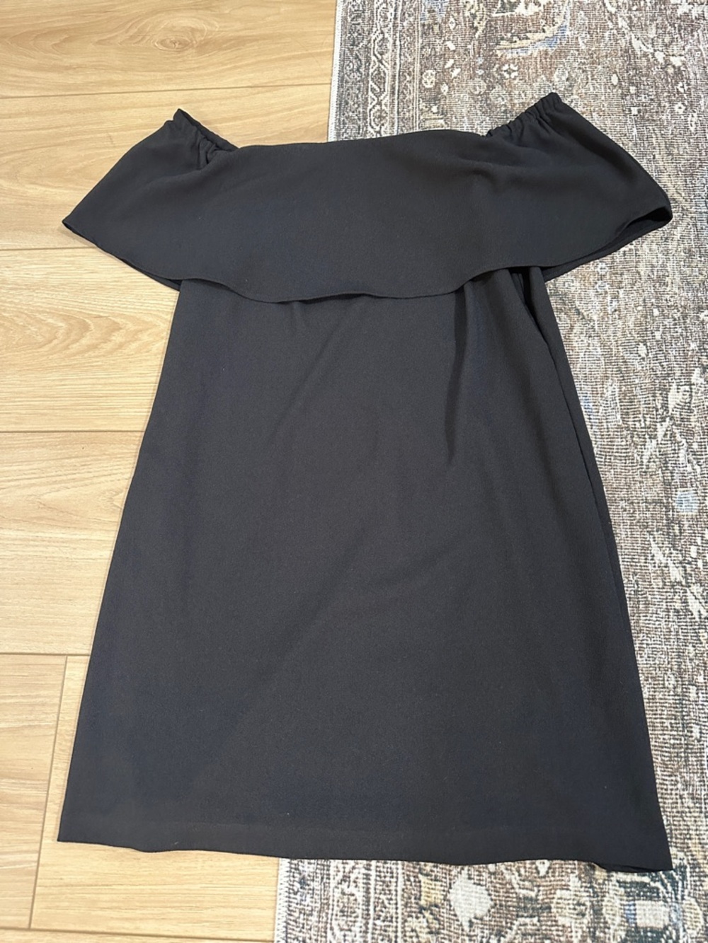 Charles Henry Black One-Shoulder Ruffle Dress